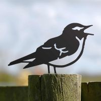 Black Steel Fence Topper with Wood Warbler Design