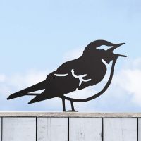 Black Wood Warbler Steel Fence Topper in Situ