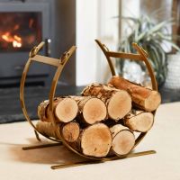 Blacksmith Brass Finish Curved Log Rack Blacksmith Brass Finish Curved Log Rack