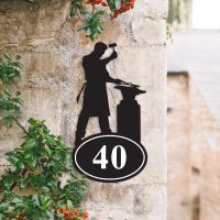 Bespoke Blacksmith Iron House Number Sign in Situ