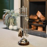 "Blakeden Hall" Chrome & Wooden Companion Set in Situ