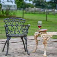 Aged Black Cast Iron Scrolled Heart Garden Chair Aged Black Cast Iron Scrolled Heart Garden Chair