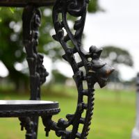 Close up of Aged Black Victorian Side Table 