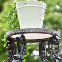 Underside of Victorian Cast Iron Aged Black Side Table