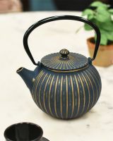 Blue & Gold "Ushirode Kyusu" Japanese Style Teapot