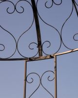 "Kensington" Domed Wrought Iron Gazebo in a Midnight Black Finish Close up of Dome Attachment