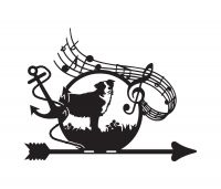 Close-Up of Border Collie Anchor Treble Clef Topper for Weathervane