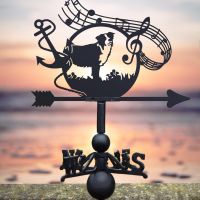 Cast Iron and Steel Weathervane with Border Collie Anchor Treble Clef Motif