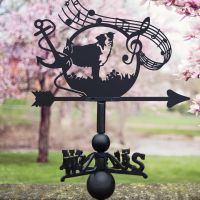 Border Collie Anchor Treble Clef Steel and Cast Iron Weathervane