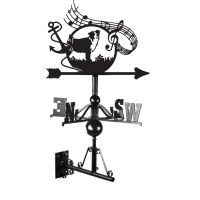 Border Collie Anchor Treble Clef Weathervane Mounted