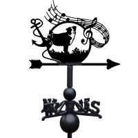 Border Collie Anchor Treble Clef Weathervane on White Background