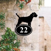 Border Terrier Iron House Number Sign Created Out of Iron