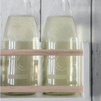 Wooden Wall Shelf & Bottle Holder CloseUp Wooden Wall Shelf & Bottle Holder CloseUp