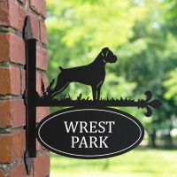 Boxer Dog Iron Bracketed House Name Sign in Situ Boxer Dog Iron Bracketed House Name Sign in Situ