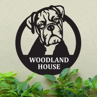 Steel Circular Boxer Dog House Name Sign