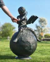 "Boy Reading on Top of the World" Sculpture to Scale