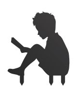 Boy With Book Silhouette product photo white background Boy With Book Silhouette product photo white background