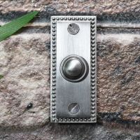 Satin Chrome bell Push with Georgian beading on edges Satin Chrome bell Push with Georgian beading on edges