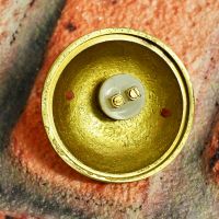 Back of brass round bell push - Terminals for wiring