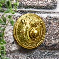 Brass old fashioned lion bell push button