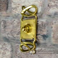“Maytree Avenue” Polished Brass Swirl Pattern Bell Push in Situ on the Wall