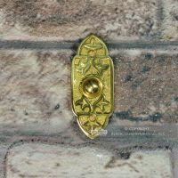 "Adie Amus" Polished Brass Antique Gothic Bell Push  "Adie Amus" Polished Brass Antique Gothic Bell Push
