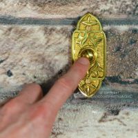 "Adie Amus" Polished Brass Antique Gothic Bell Push  "Adie Amus" Polished Brass Antique Gothic Bell Push
