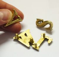 1 inch (25mm) Rear Pin Fix Brass Letters
