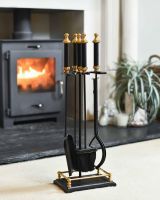 Brass & Black Powder Coated Traditional Companion Set 64cm in Situ