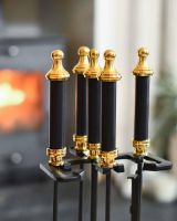 Close-Up of Handles for Brass & Black Powder Coated Traditional Companion Set 64cm