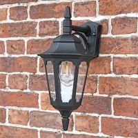 "Bridlington" Large Top Fix Black Wall Lantern