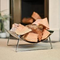 Bright Chrome Curved Contemporary Log Holder Bright Chrome Curved Contemporary Log Holder