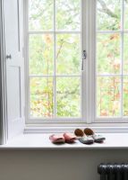 Bright Chrome Hammered Espag Window Handle - Left Handed on Window