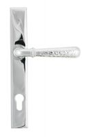 Bright Chrome Hammered Slimline Lever Door Handle Front Bright Chrome Hammered Slimline Lever Door Handle Front