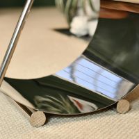 Close-up of the Base on the Bright Chrome Moon Log Holder