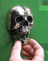 Bright Chrome Skull Door Knocker