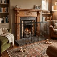 Brinton Extendable Nursery Fire Guard in Use in a Living room
