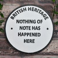 "British Heritage" Cast Iron Wall Sign in Use Outdoors "British Heritage" Cast Iron Wall Sign in Use Outdoors
