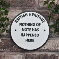 "British Heritage" Cast Iron Wall Sign in Situ on Brick Wall "British Heritage" Cast Iron Wall Sign in Situ on Brick Wall