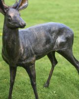 Bronze Cast Aluminium Standing Stag Sculpture - Facing Left