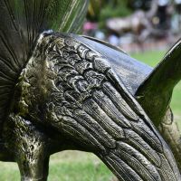 Close-up of the Detail on the Bronze Finish Peacock Sculpture with Open Tail Close-up of the Detail on the Bronze Finish Peacock Sculpture with Open Tail