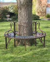 Digital illustration of Bronze Ornate Antique Full Tree Bench with tree in centre