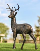 Side View of the Bronze Recycled Cast Aluminium Standing Buck Sculpture