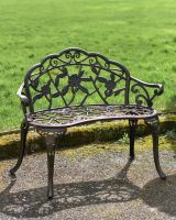 Bronze Rose Design Garden Bench In Situ