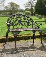 Bronze Rose Design Garden Bench