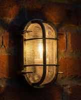 Digital Illustration of the Brushed Brass Nautical "Skipper" Bulkhead Wall Light Illuminated at Night