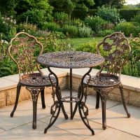 Brushed Bronze "Blossom" Two Seater Bistro Set digital illustration