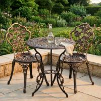 Brushed Bronze "Blossom" Two Seater Bistro Set digital illustration dressed table