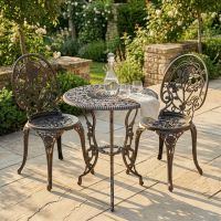 Brushed Bronze "Bouquet" Two Seater Bistro Set digital illustration dressed table Brushed Bronze "Bouquet" Two Seater Bistro Set digital illustration dressed table