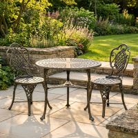 Brushed Gold "Athena" Two Seater Outdoor Bistro Set digital illustration 